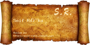 Seif Réka névjegykártya